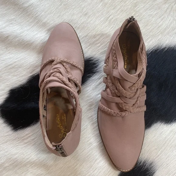 Anthropologie Seychelles So Blue woven leather strappy ankle booties - Picture 4 of 8